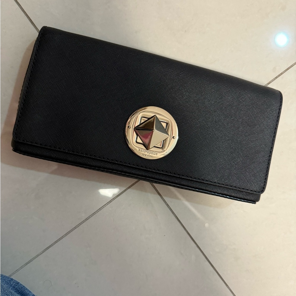 Kate Spade Black Clutch with Gold Accent